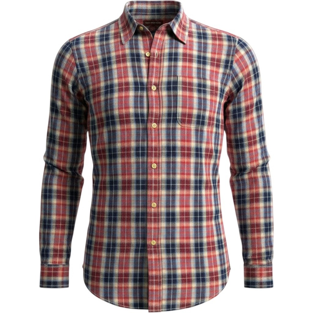 Covington Mens Shirt Small Red Blue Plaid 100% Cotton Long Sleeve Button Down